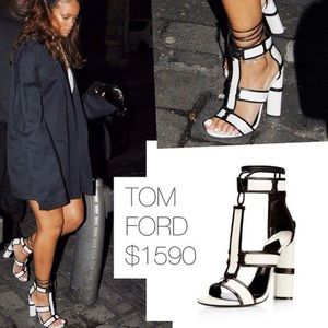 Tom Ford Harriet Chalk/Black leather sandals